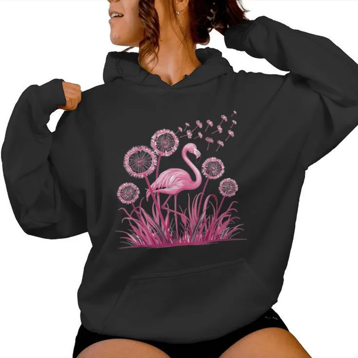 Flower Dandelion Tropical Bird Pink Flamingo Women Hoodie