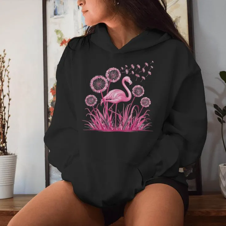 Flower Dandelion Tropical Bird Pink Flamingo Women Hoodie