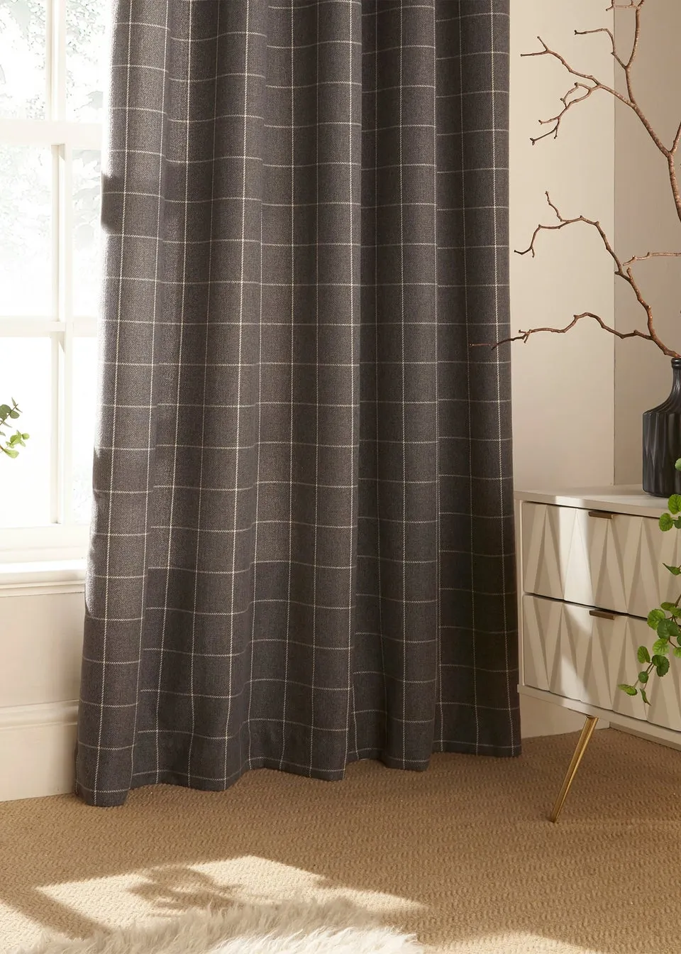 furn. Ellis Windowpane Check Eyelet Curtains