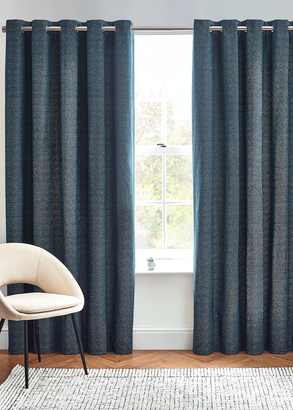 furn. Hudson Herringbone Chenille Eyelet Curtains