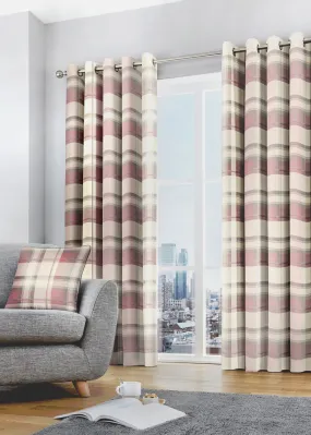 Fusion Balmoral Check Pink Eyelet Curtains