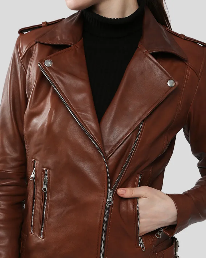 Gigi Brown Motorcycle Leather Jacket