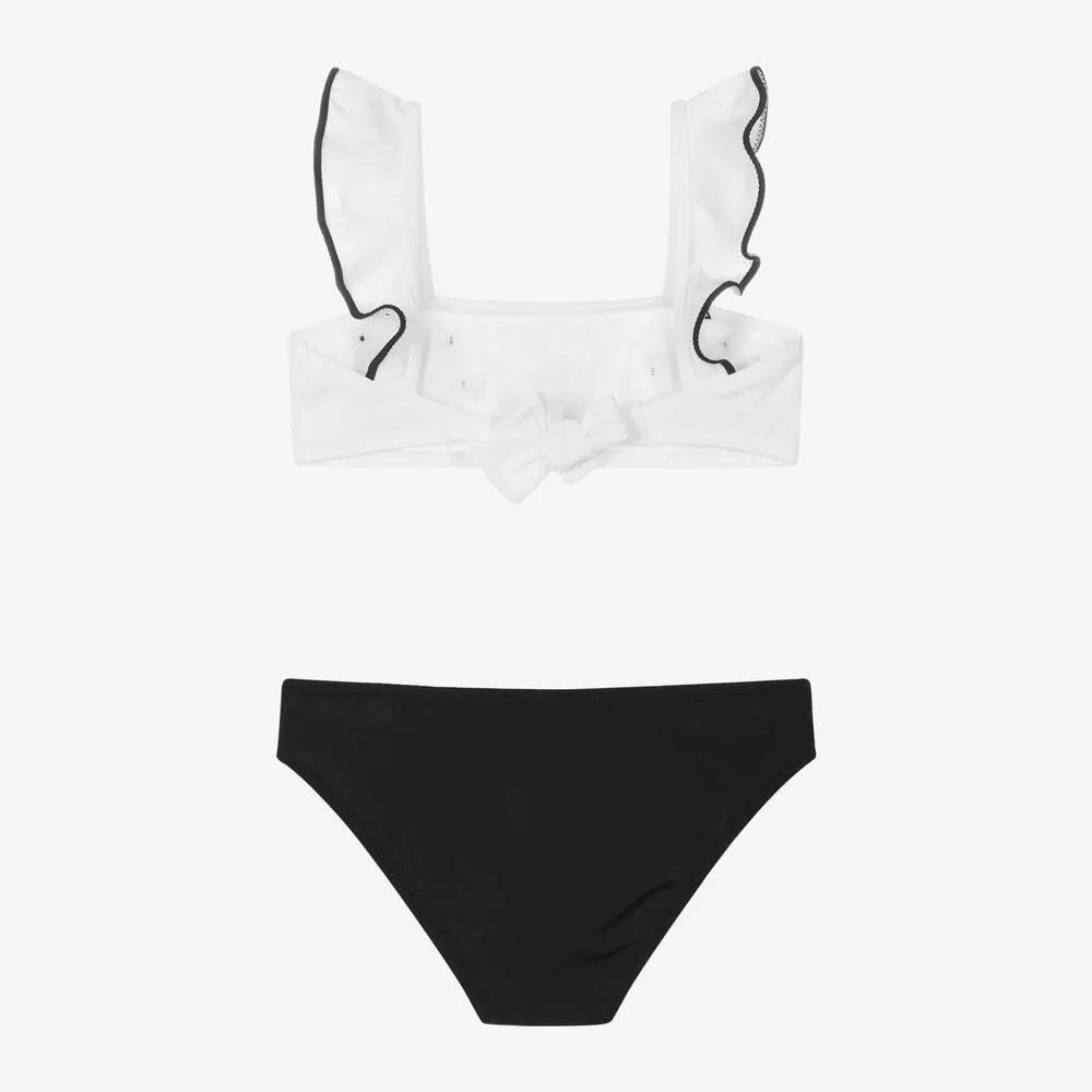 Girls Black & White Flower Bikini (UV50)