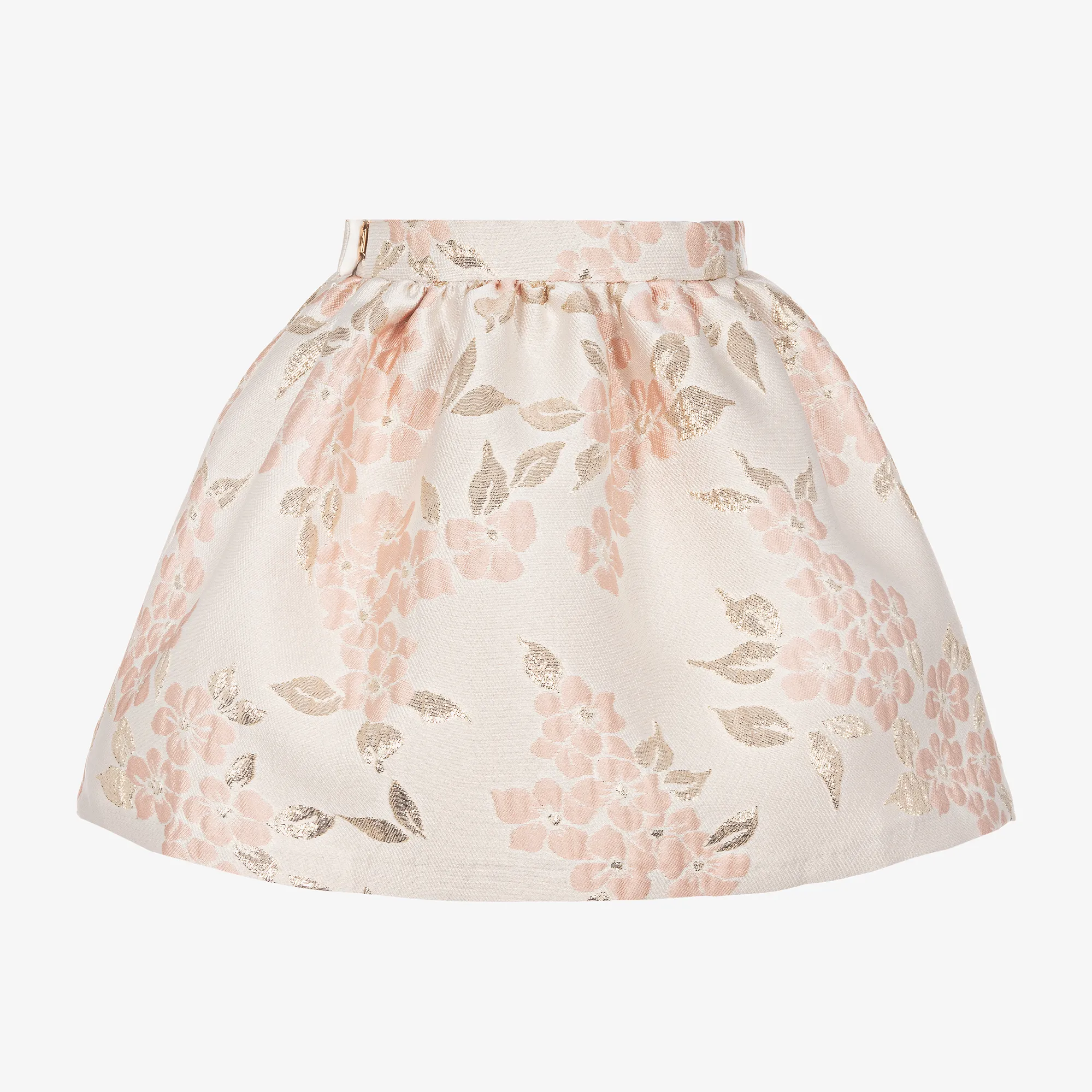 Girls Pink Floral Jacquard Skirt