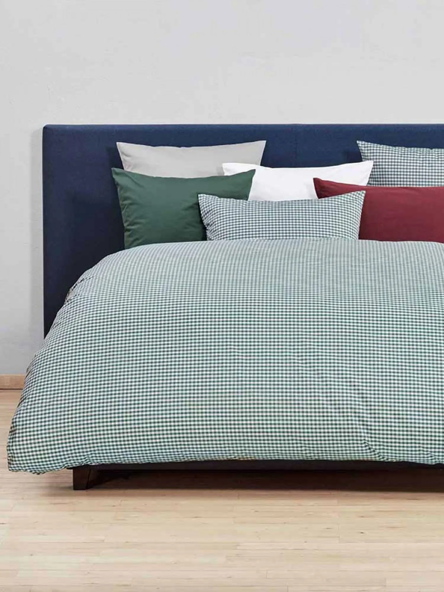 Green Check King Duvet Cover