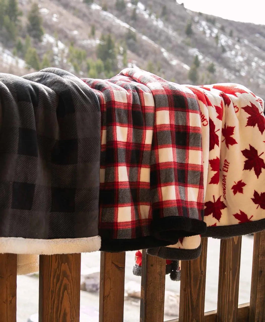 Grey Plaid Sherpa Throw Blanket