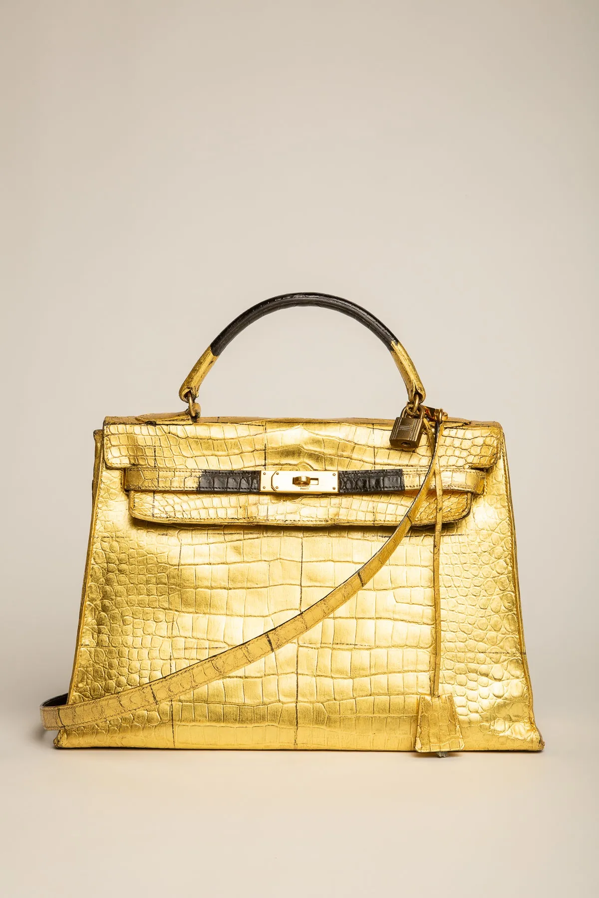 HERMS | KELLY GOLD LEAF BAG