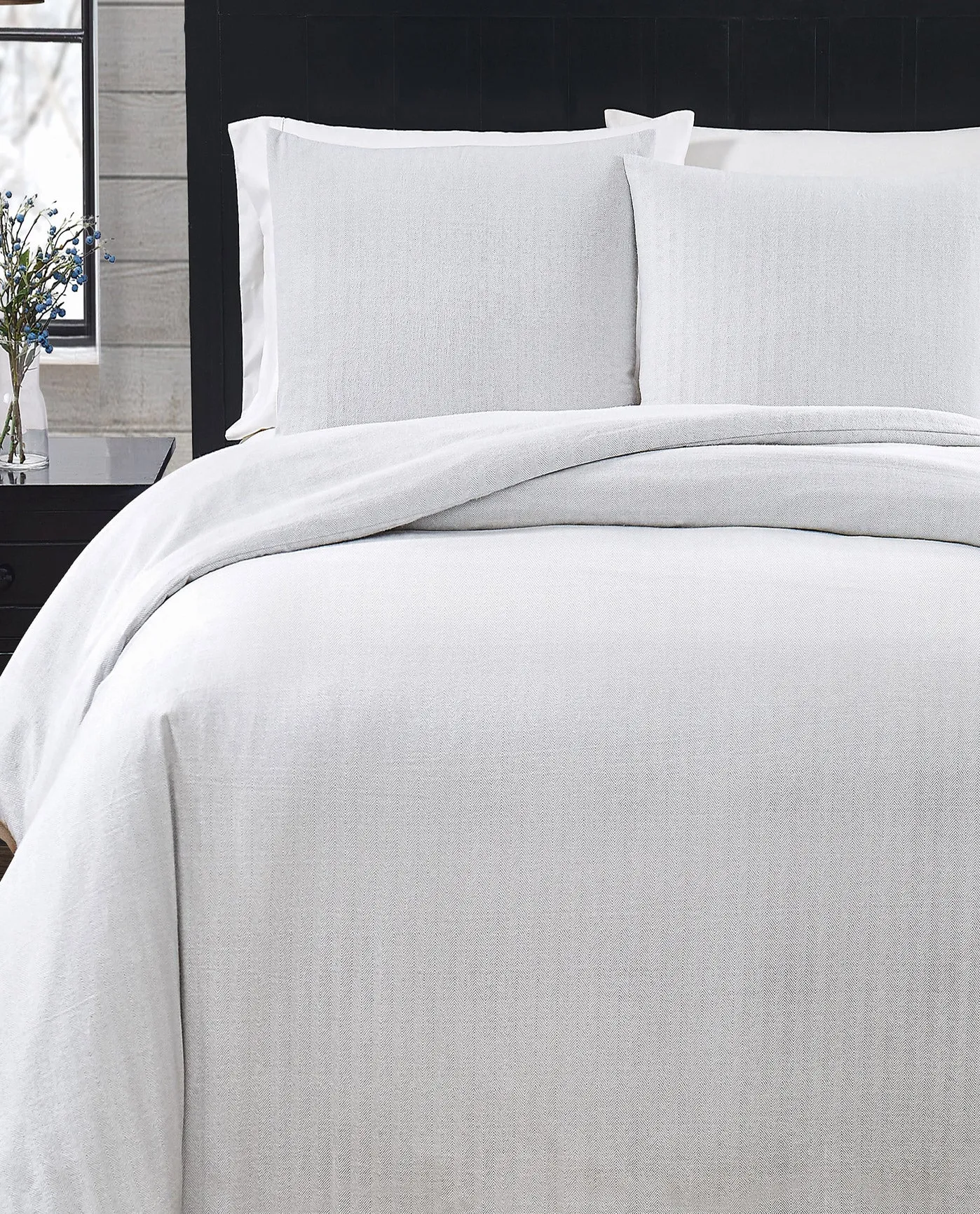 HERRINGBONE 3 PIECE FLANNEL DUVET COVER SET