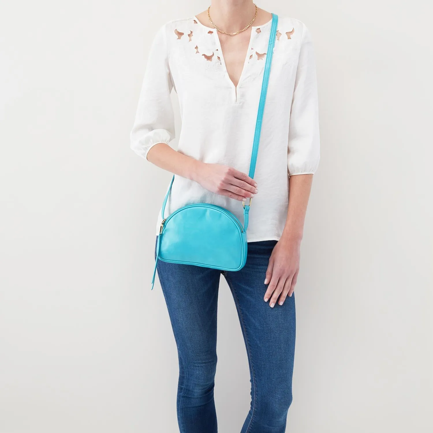 Hobo Reach Crossbody Aqua Vintage Hide Leather