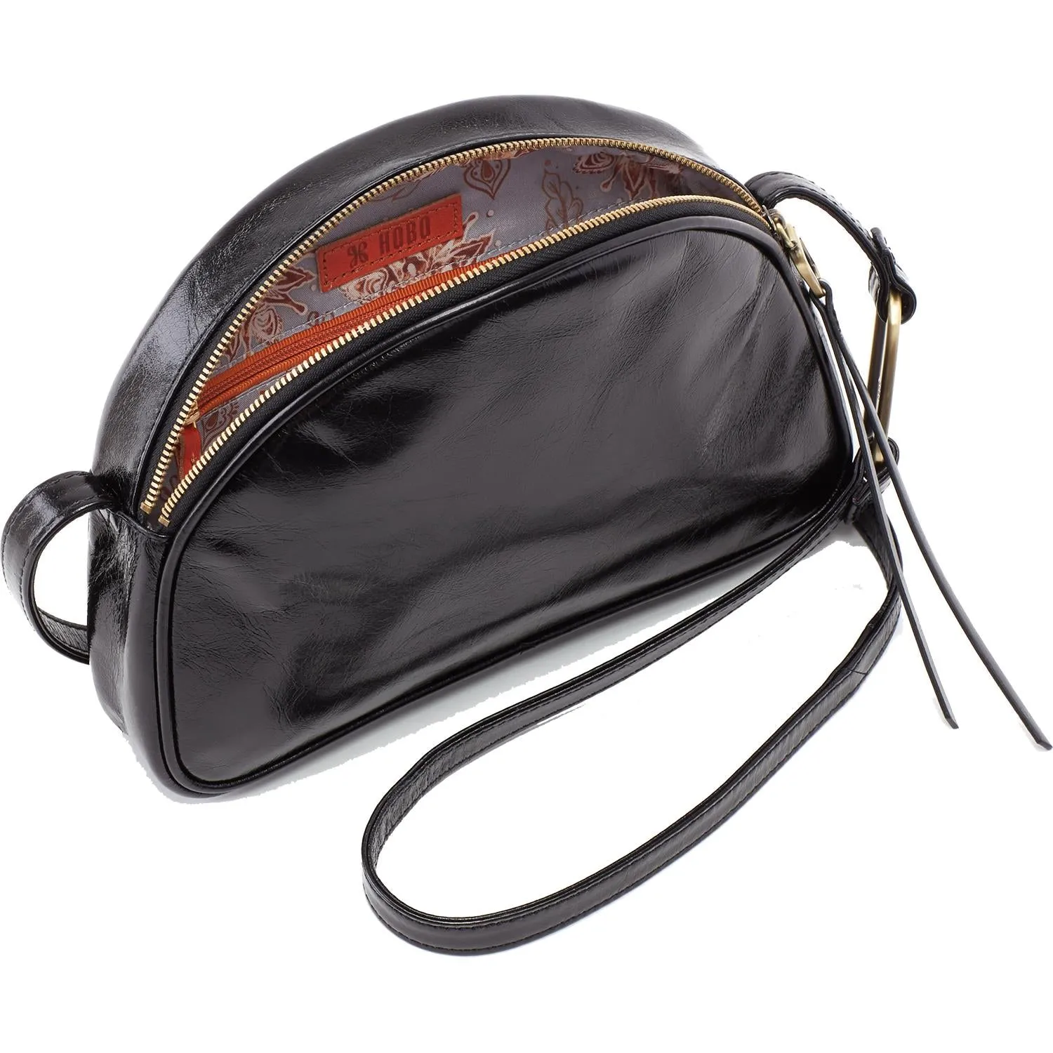 Hobo Reach Crossbody Black Vintage Hide Leather