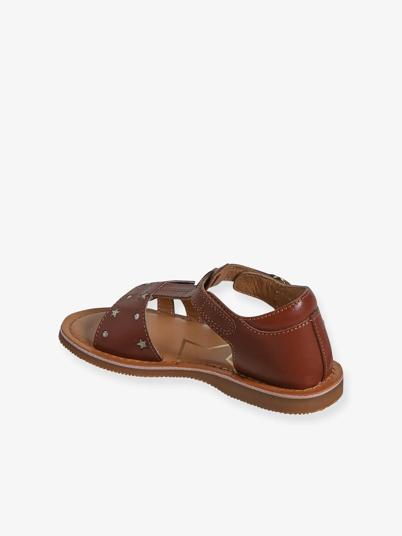 Hook-and-Loop Leather Sandals for Children, Designed for Autonomy - brown