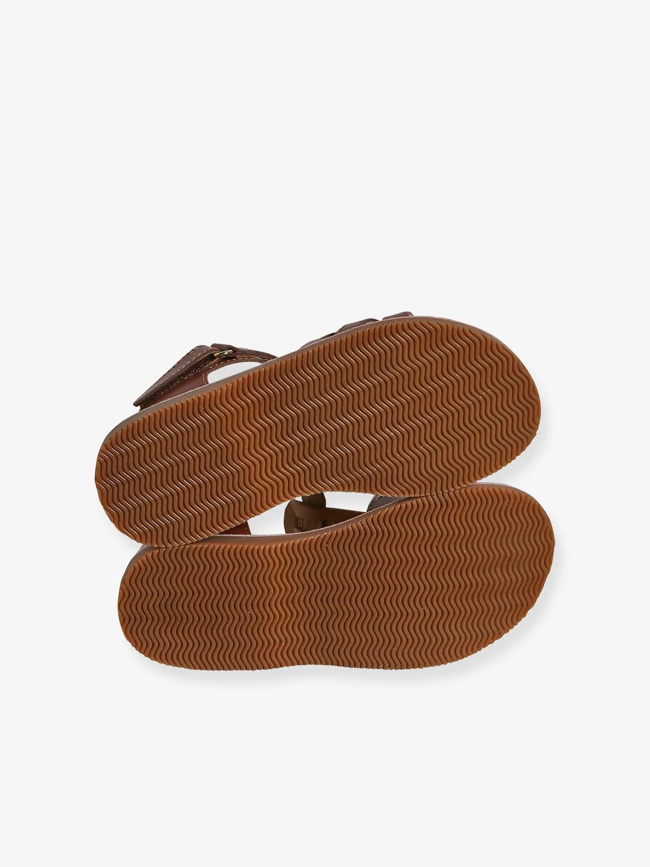 Hook-and-Loop Leather Sandals for Children, Designed for Autonomy - brown