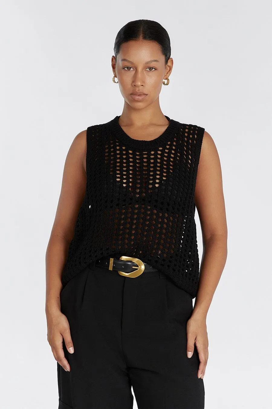 HUNTER BLACK CROCHET TANK