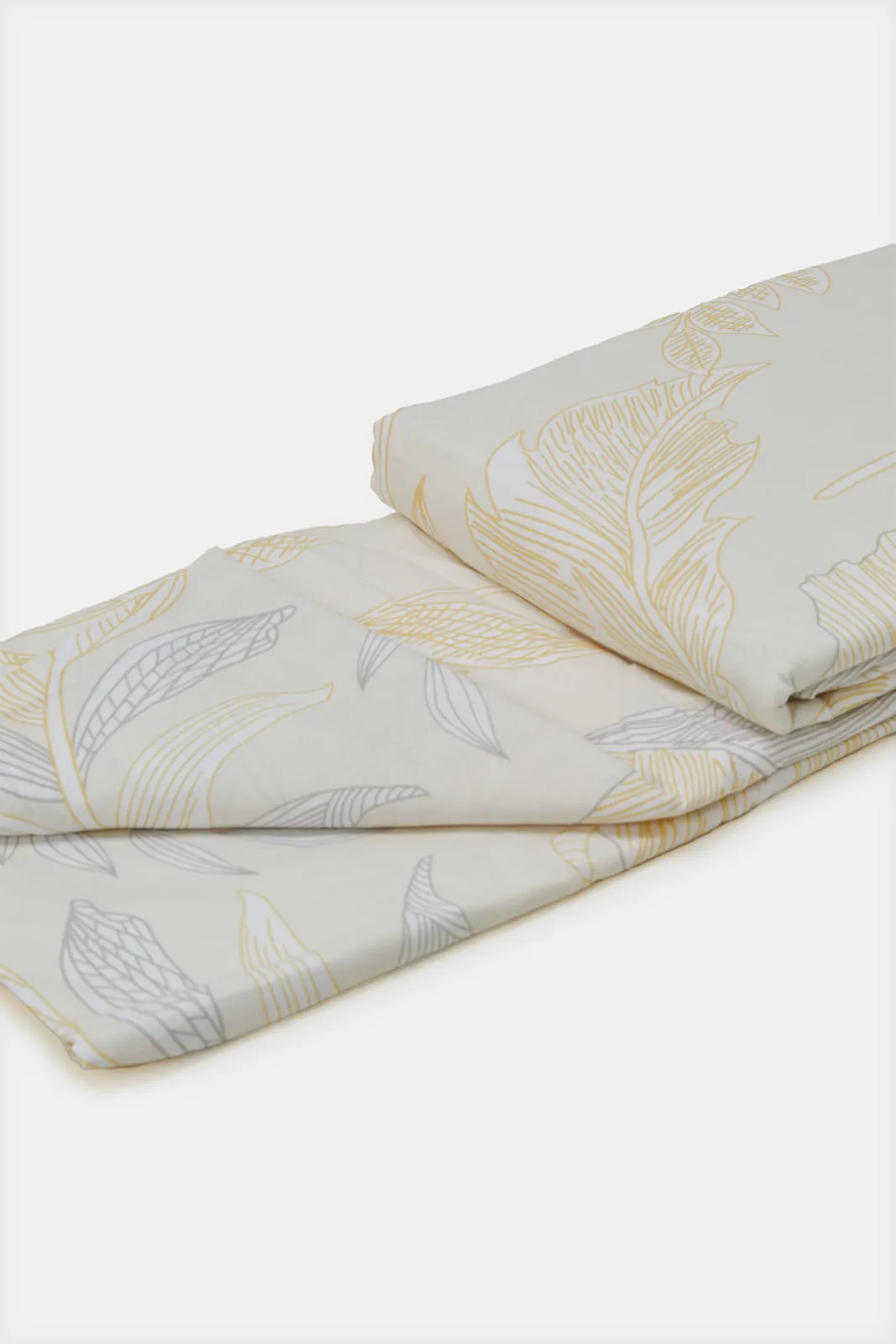 Ivory 3 Piece Printed Duvet Cover Set (Double Size)