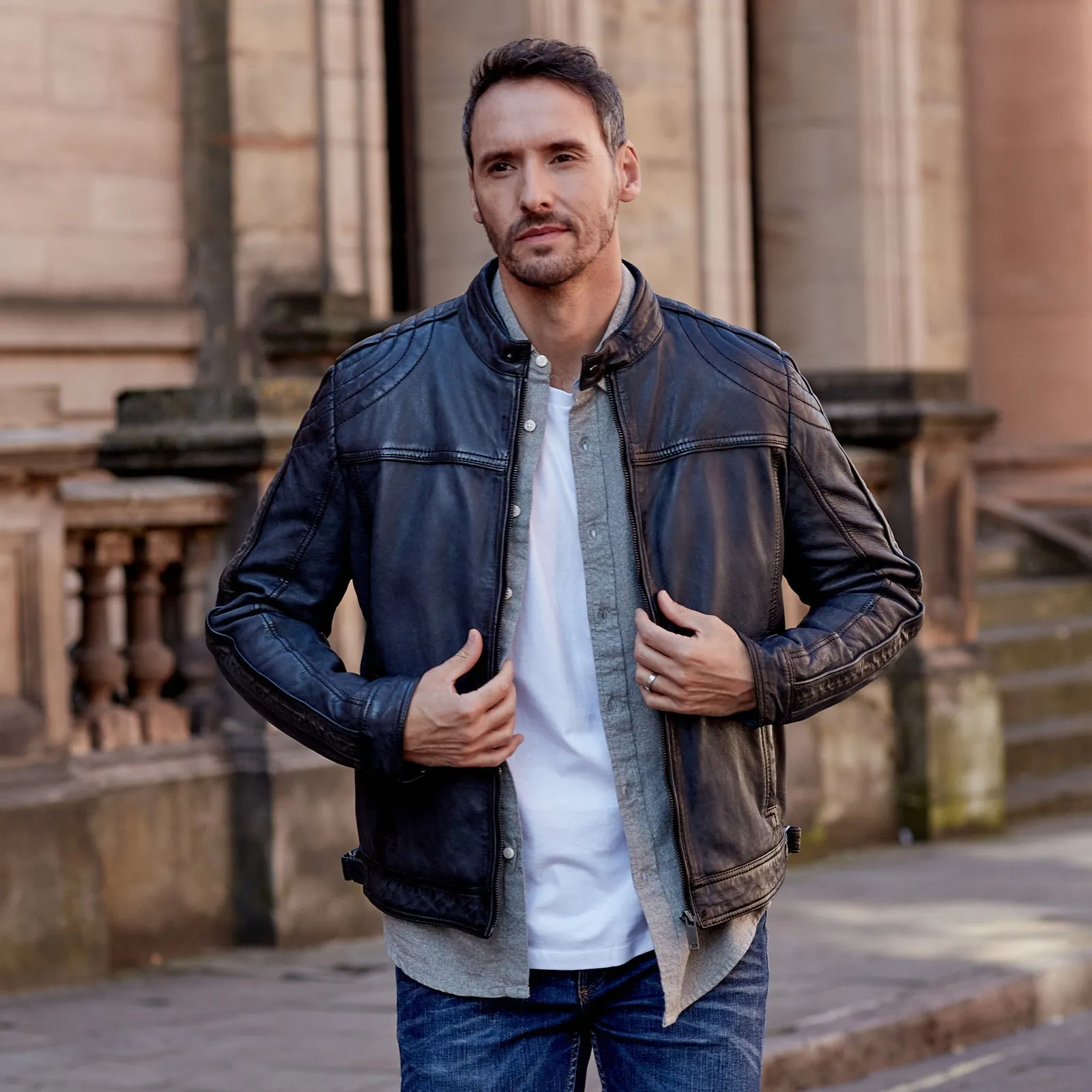 Jerome: Men's Blue Leather Jacket