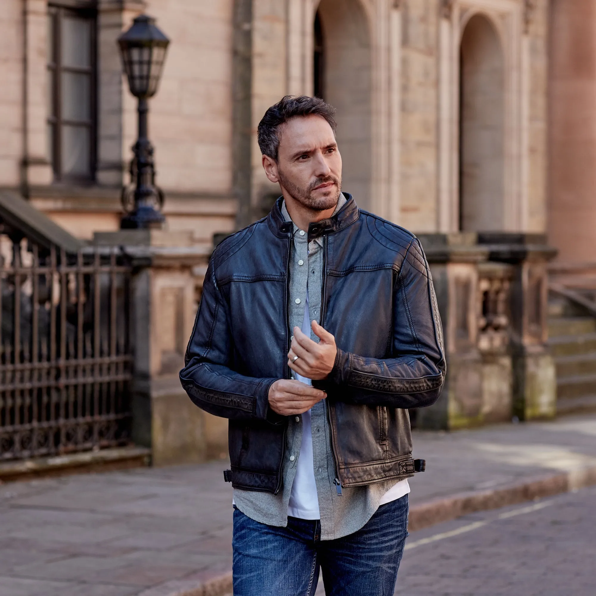 Jerome: Men's Blue Leather Jacket