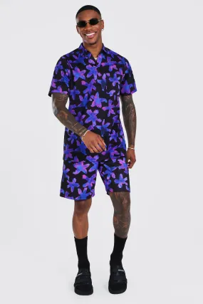 Jersey Floral Polo And Short Set