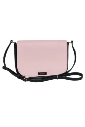 Kate Spade - Light Pink & Black Leather Fold-Over Crossbody