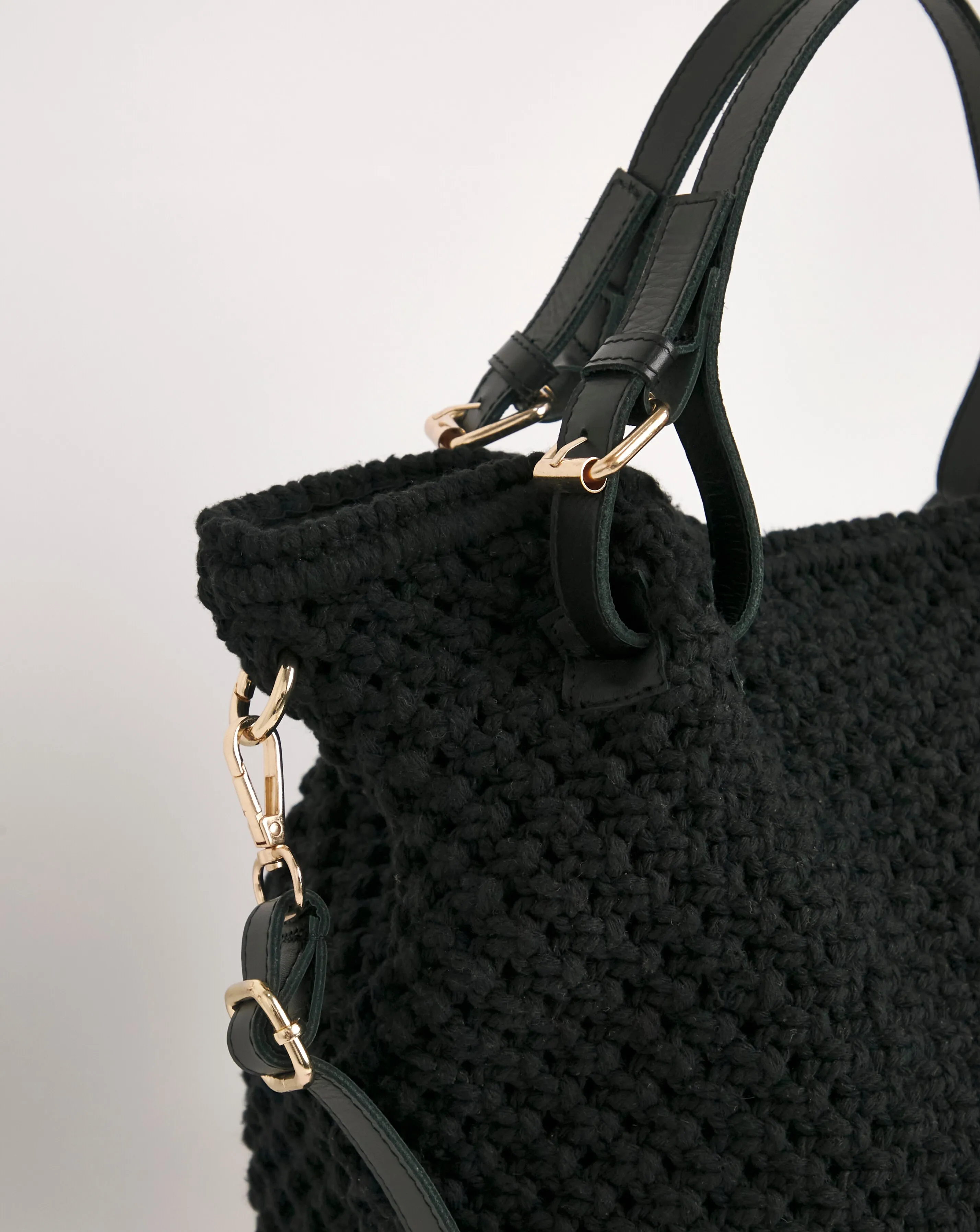 Knit Woven Leather Shoulder Bag