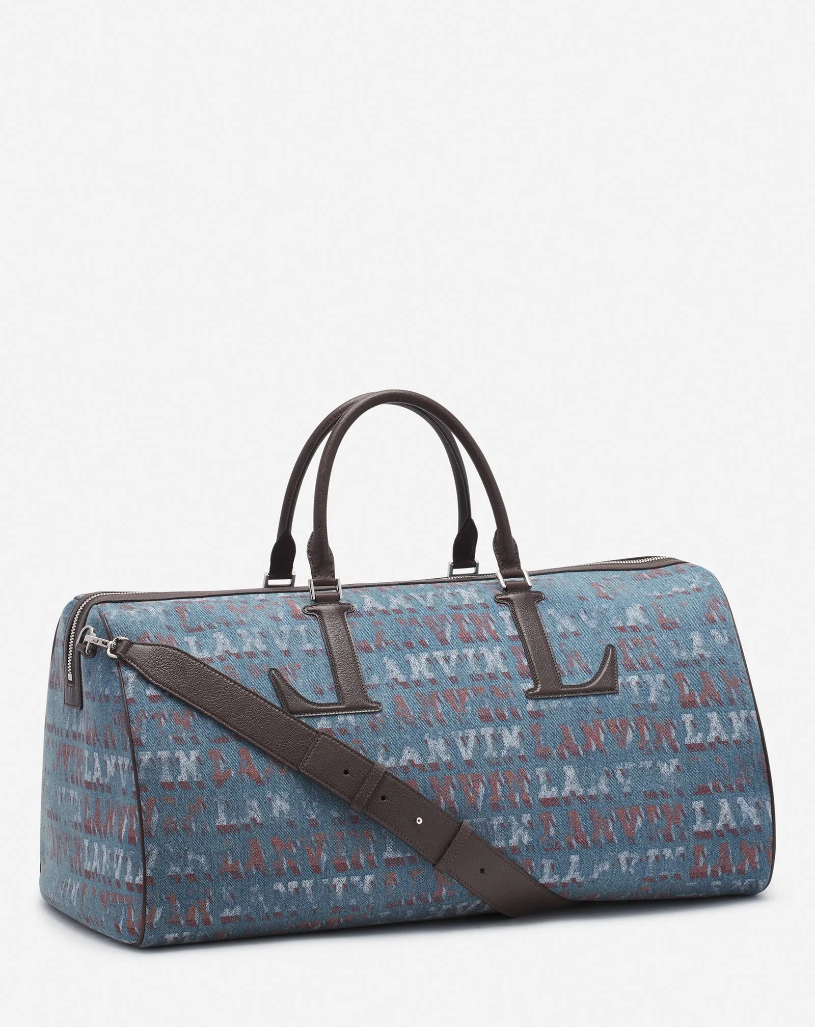 LANVIN x FUTURE DENIM TRAVEL BAG WITH LANVIN LOGO PRINT