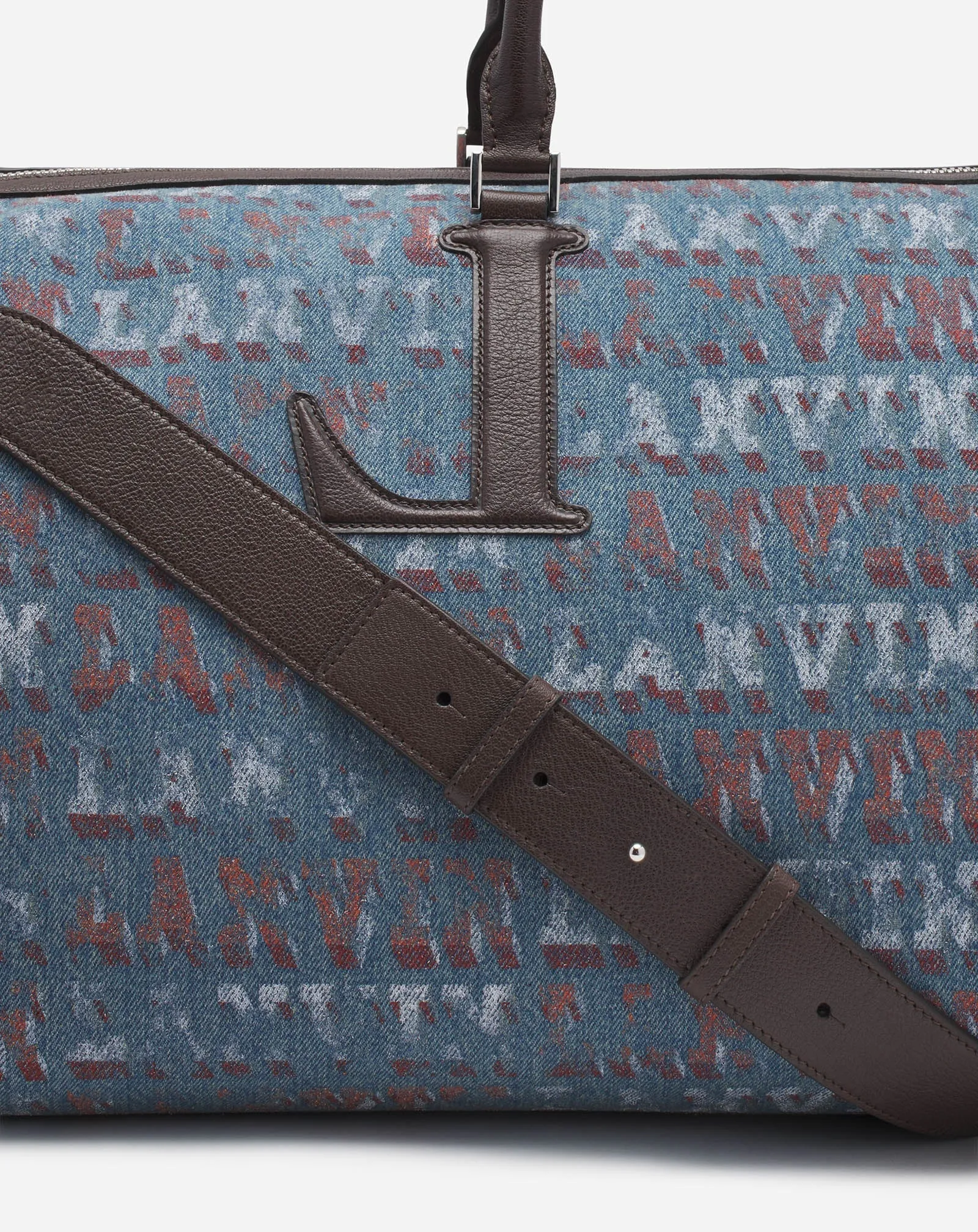 LANVIN x FUTURE DENIM TRAVEL BAG WITH LANVIN LOGO PRINT