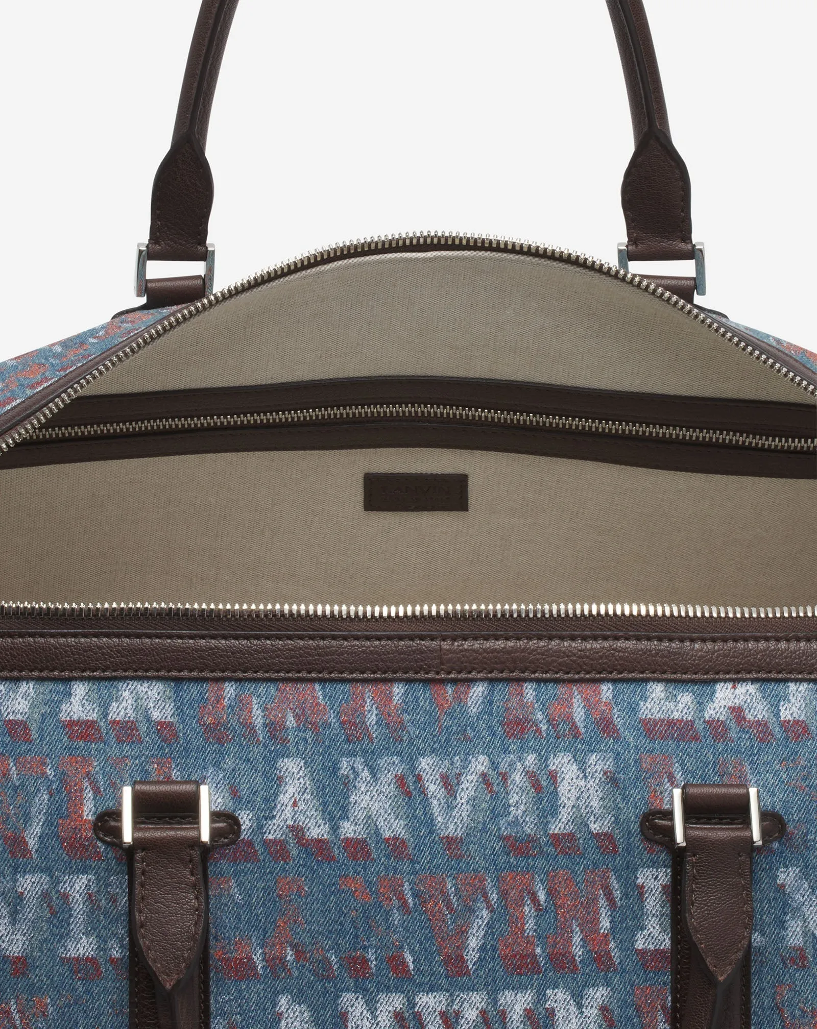 LANVIN x FUTURE DENIM TRAVEL BAG WITH LANVIN LOGO PRINT