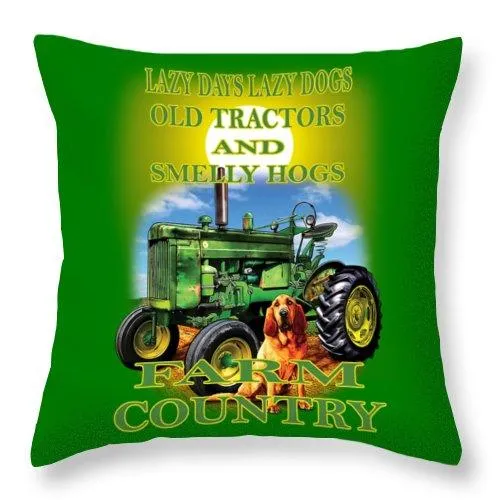 Lazy Days Tractor Farm Country - Throw Pillow