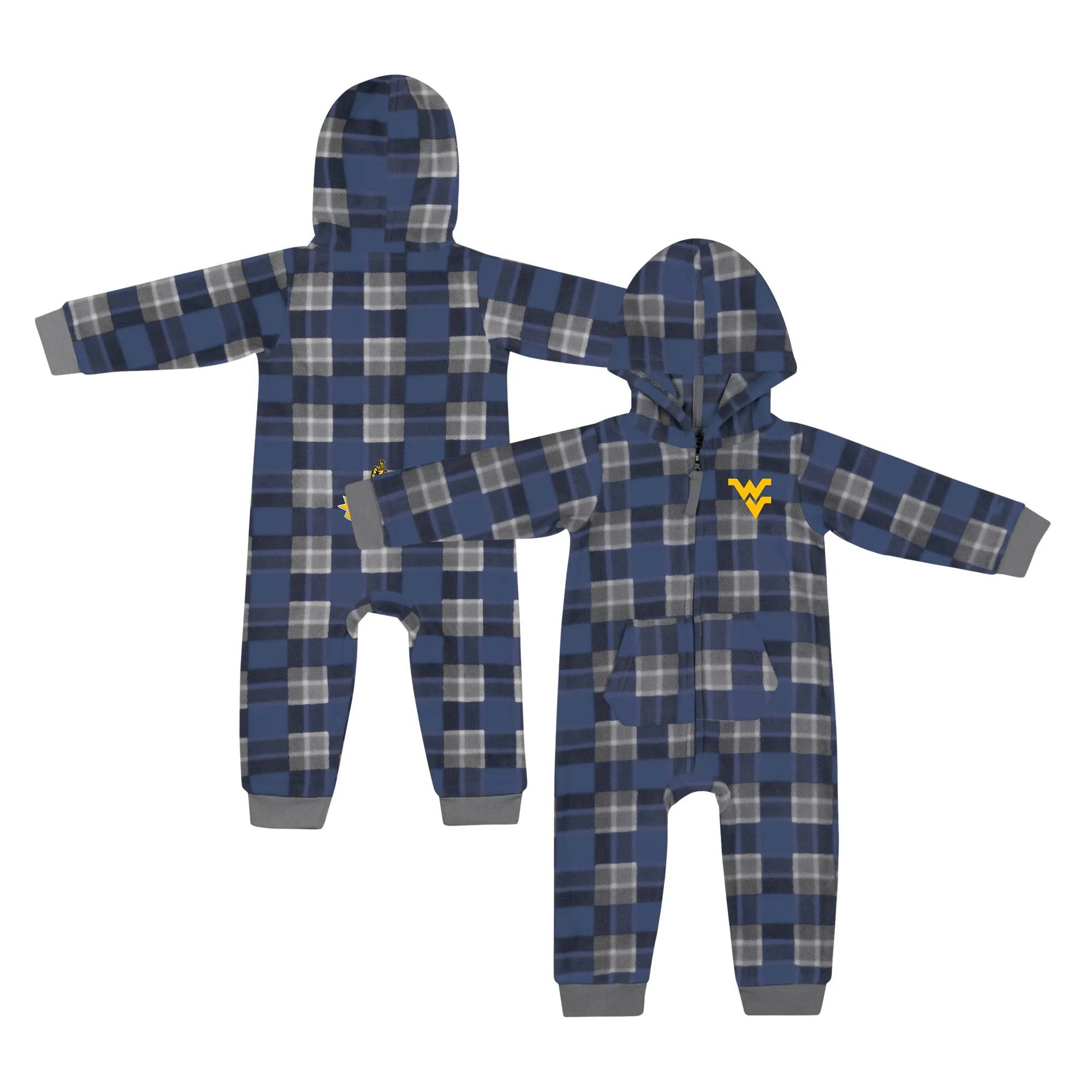 Lids Infant Colosseum  Navy West Virginia Mountaineers Full-Zip Plaid Hoodie Long Sleeve Jumper