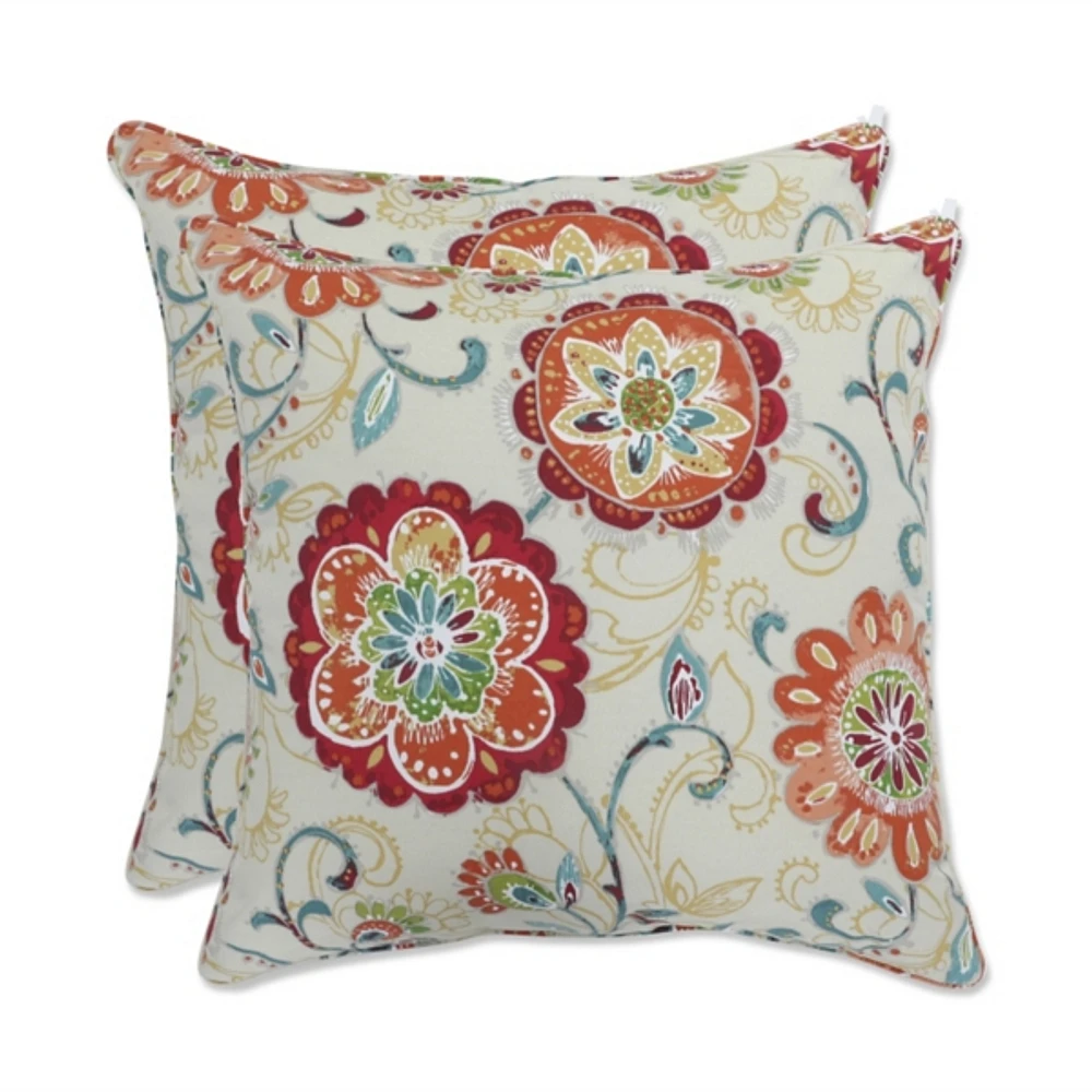 Lily Paisley Outdoor Throw Pillows, Set of 2