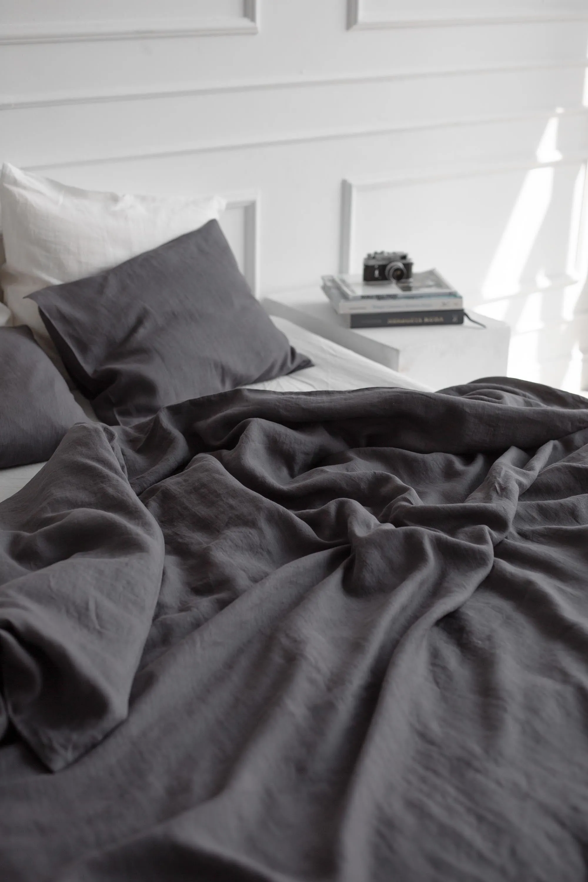 Linen duvet cover in Charcoal