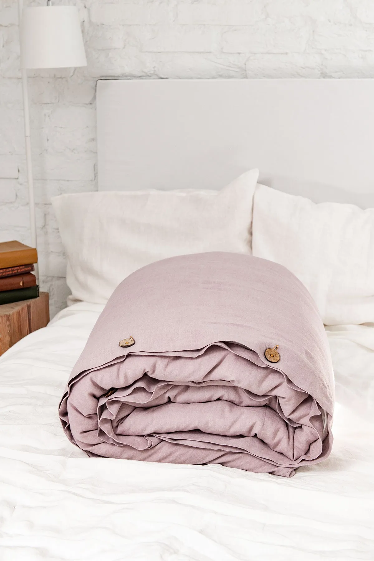 Linen duvet cover in Dusty Rose