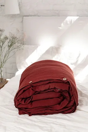 Linen duvet cover in Terracotta