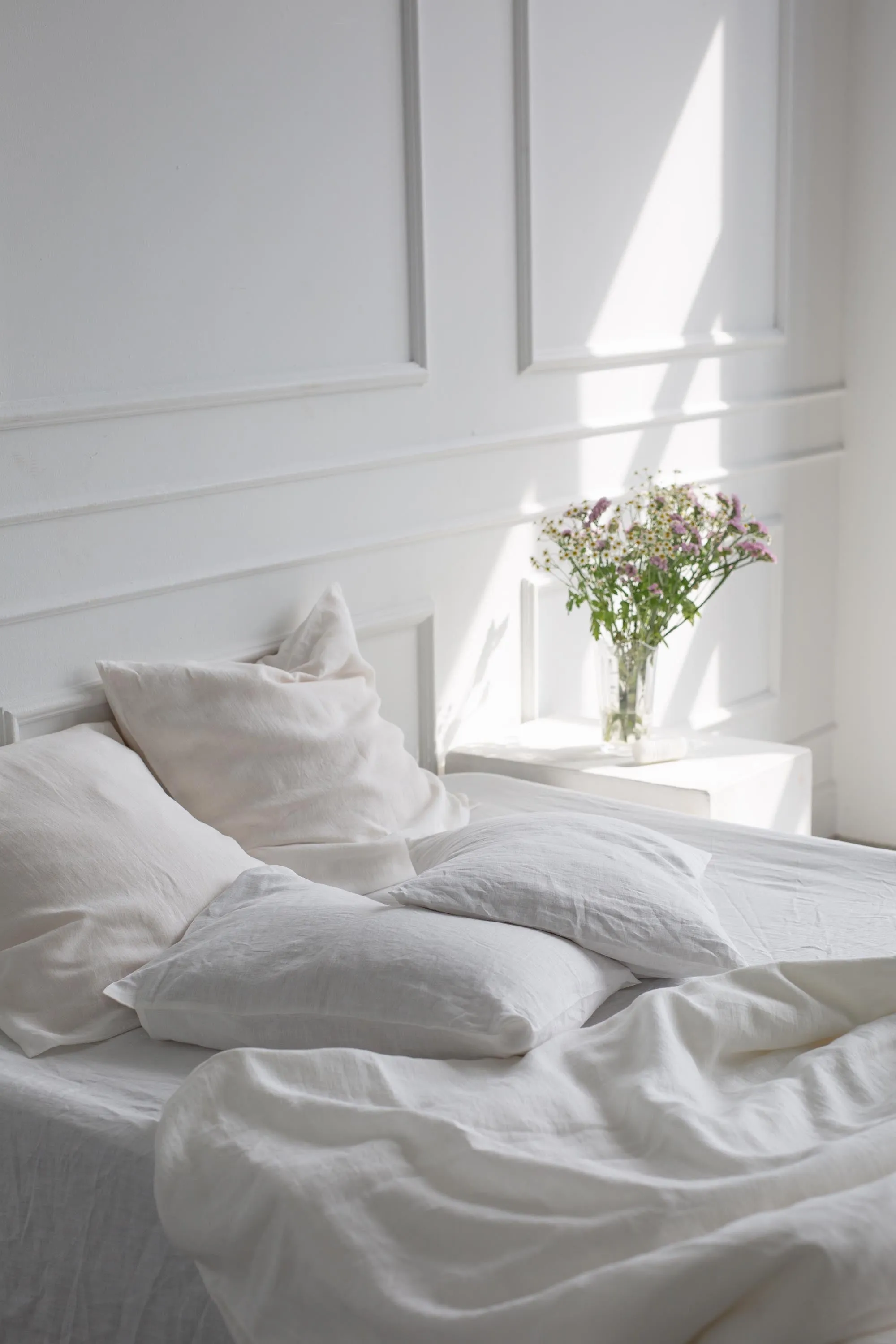 Linen duvet cover in White