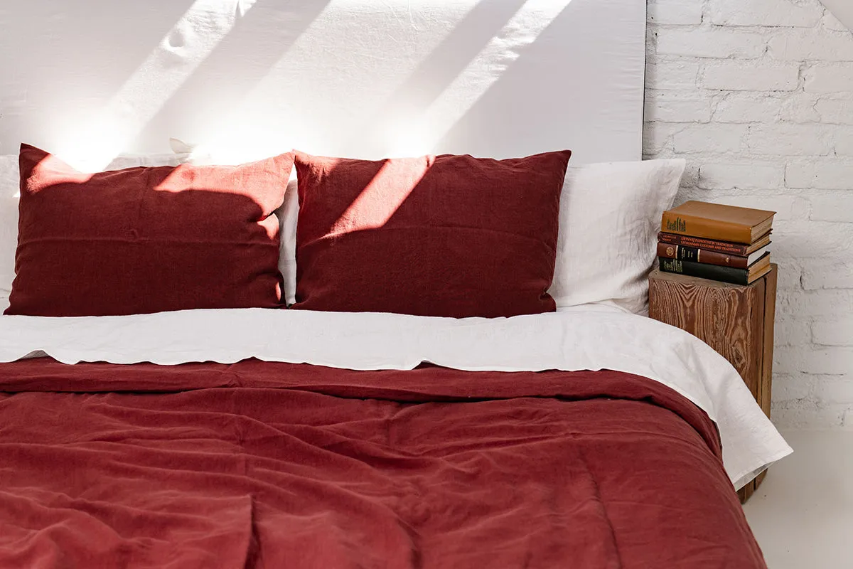 Linen pillowcase in Terracotta