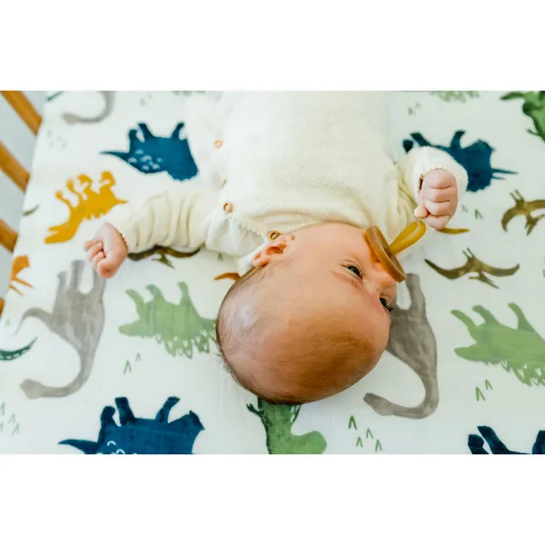 Little Unicorn Cotton Muslin Crib Sheet, Dino Friends