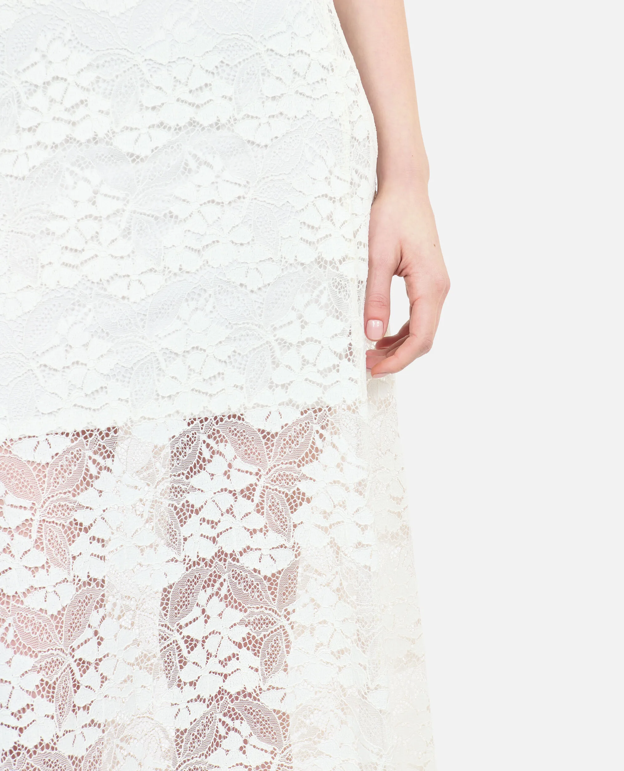 Long ecru lace skirt