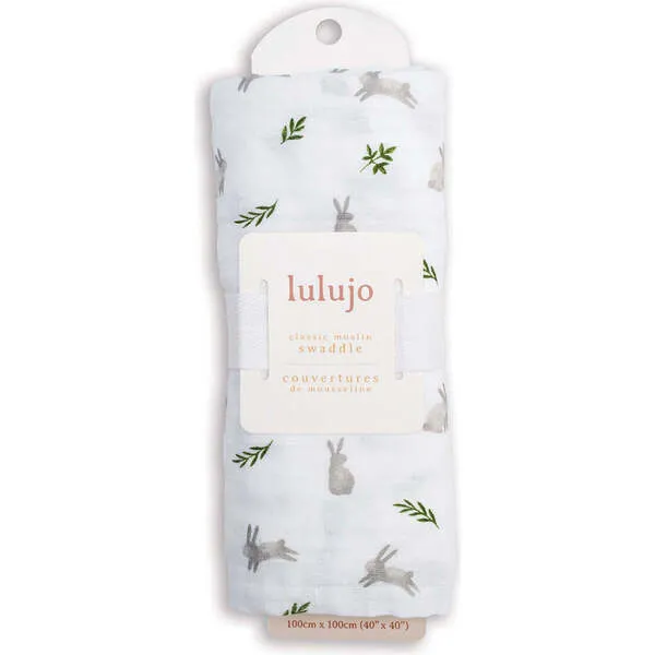 Lulujo Muslin Swaddle Blanket, Bunnies