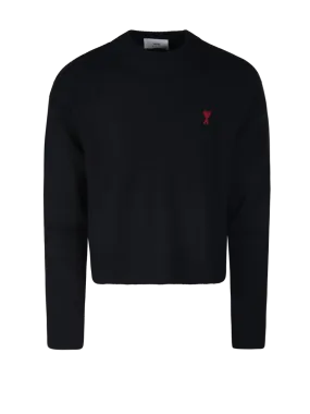 MEN AMI BLACK ORGANIC COTTON RED ADC PULLOVER