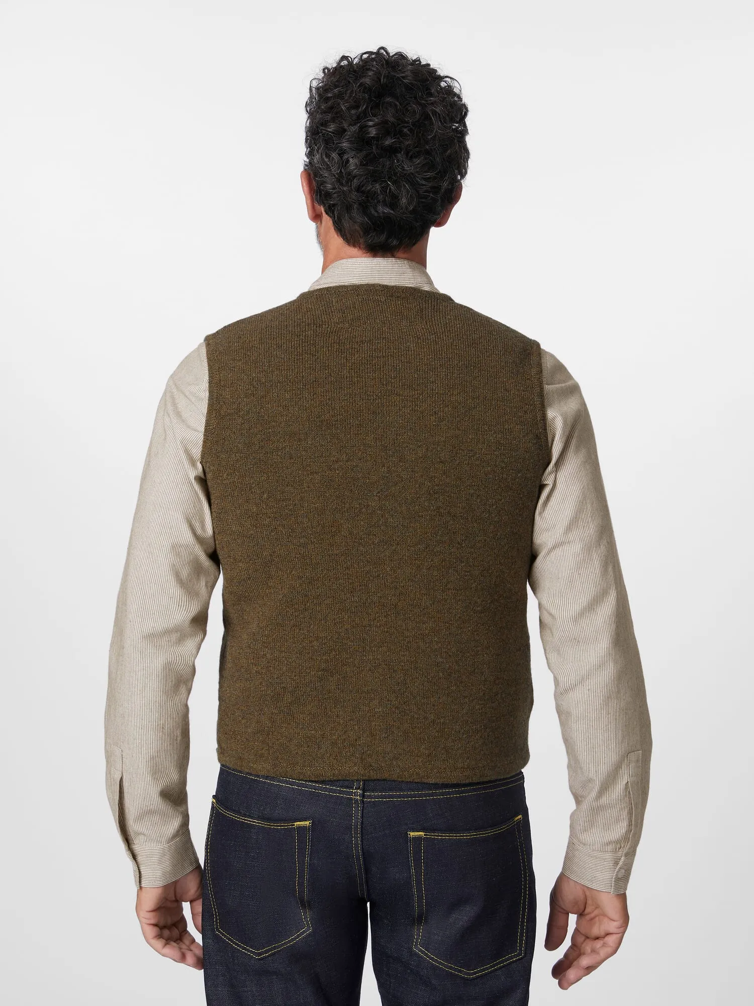 Men knitted vest, Olive melange | Manufactum