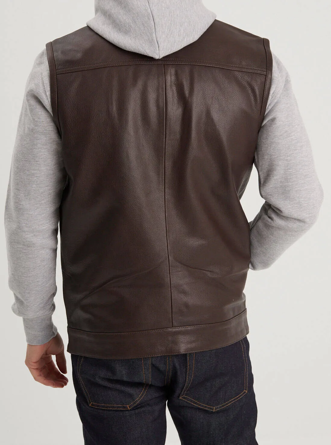 Men's brown leather vest \101555\