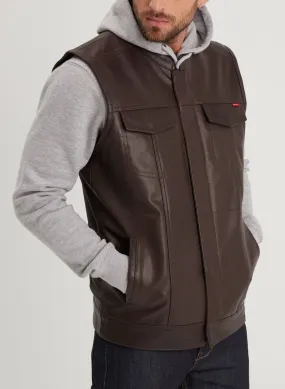 Men's brown leather vest \101555\