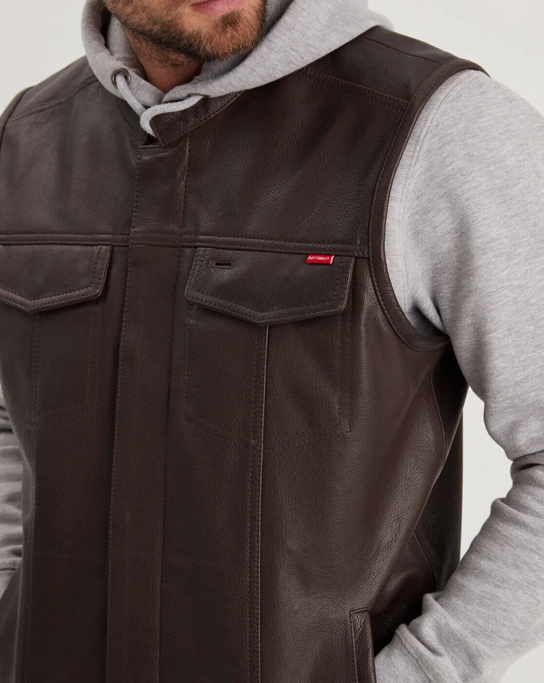 Men's brown leather vest \101555\