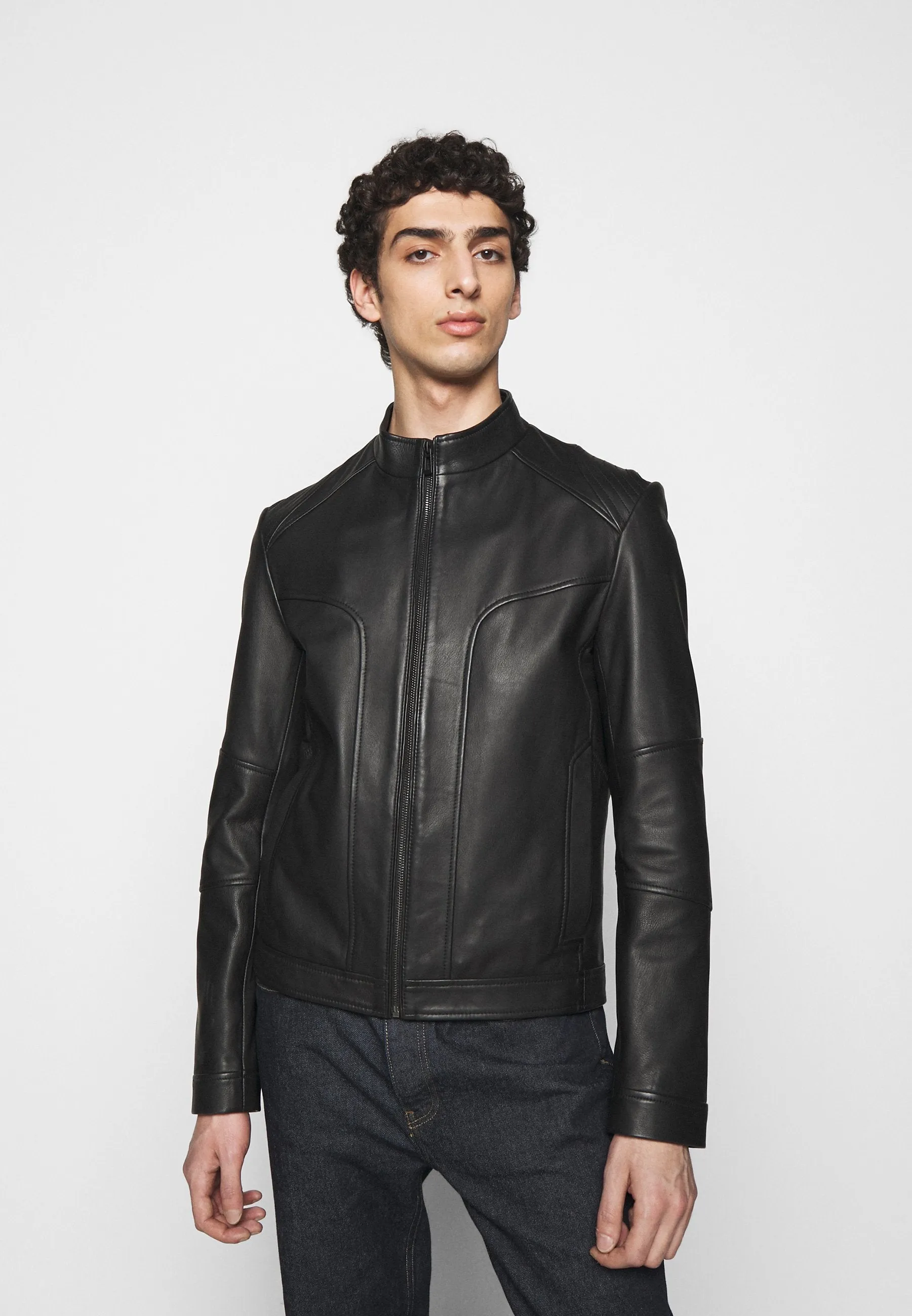 Men's Classic Black Leather Biker Jacket