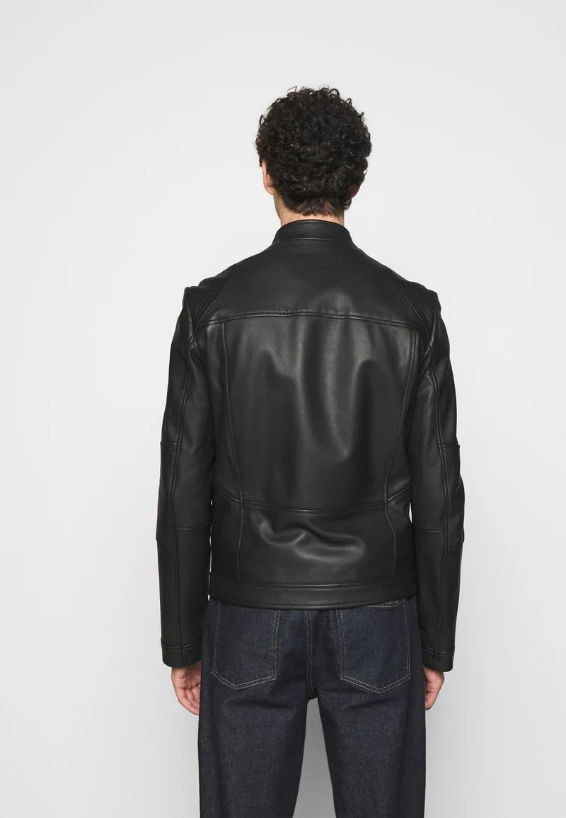 Men's Classic Black Leather Biker Jacket