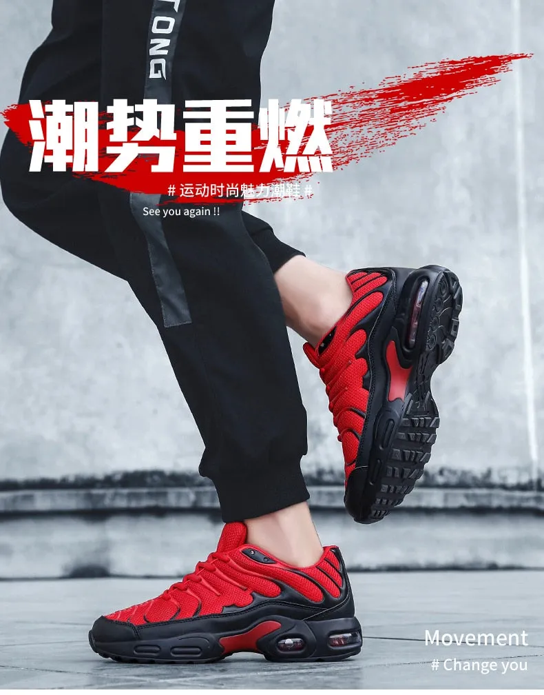 Men's Watermelon Red Synthetic Leather Breathable Running Shoes