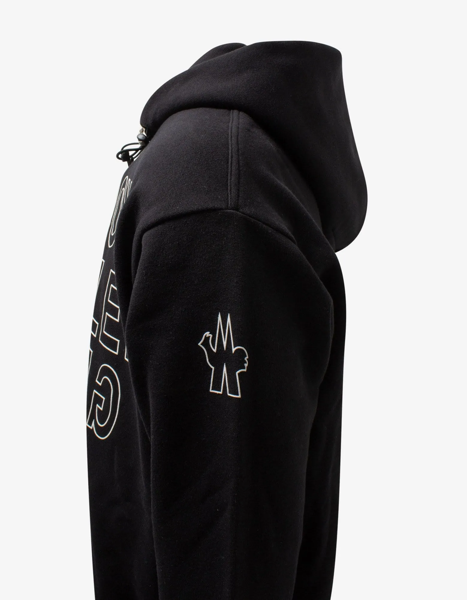 Moncler Grenoble Black Mirrored Logo Print Hoodie