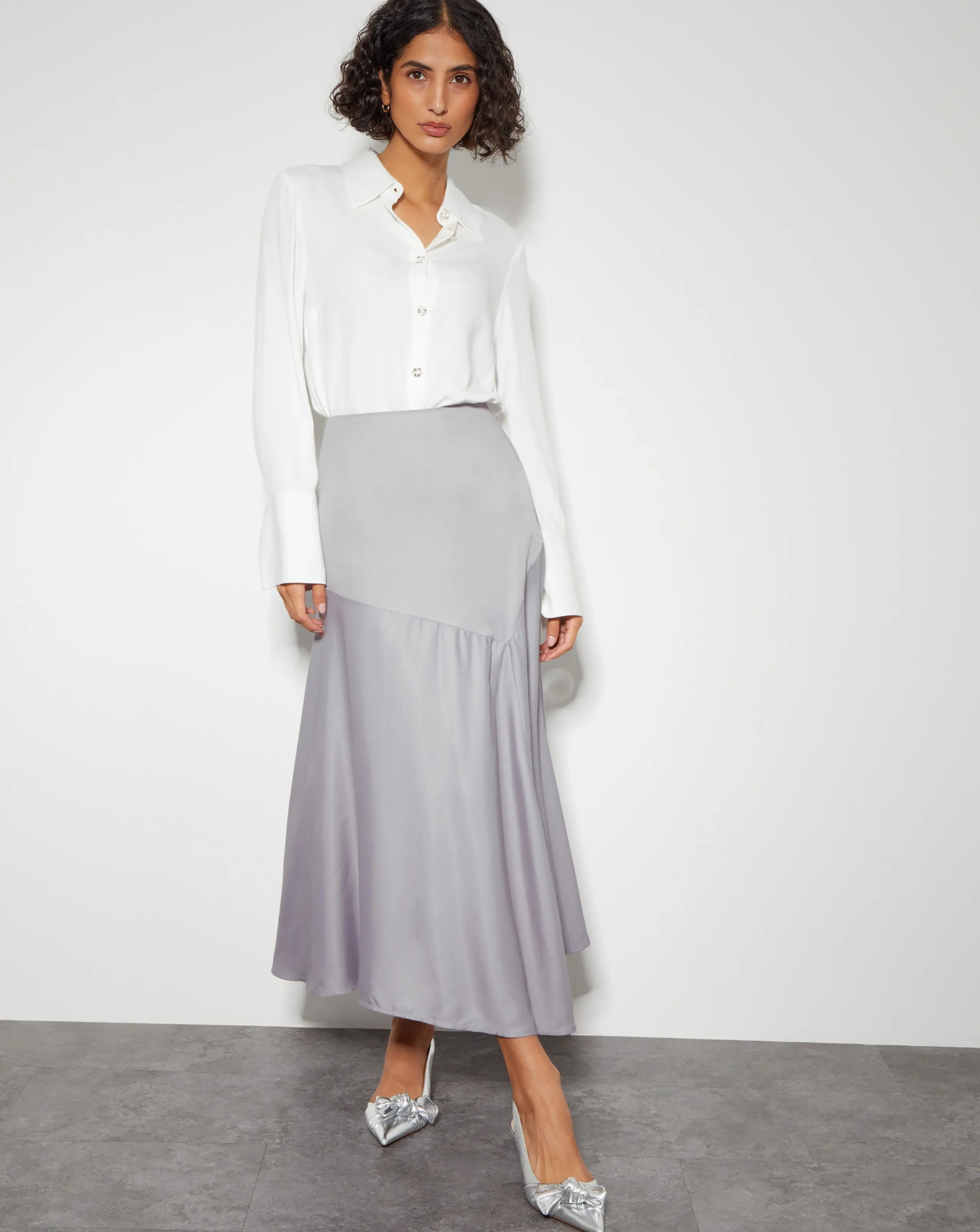 Monsoon Fran Flared Satin Skirt