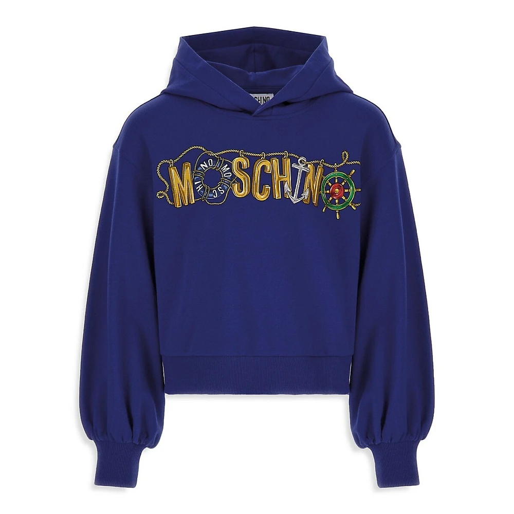 MOSCHINO Little Girl's Nautical Logo Hoodie