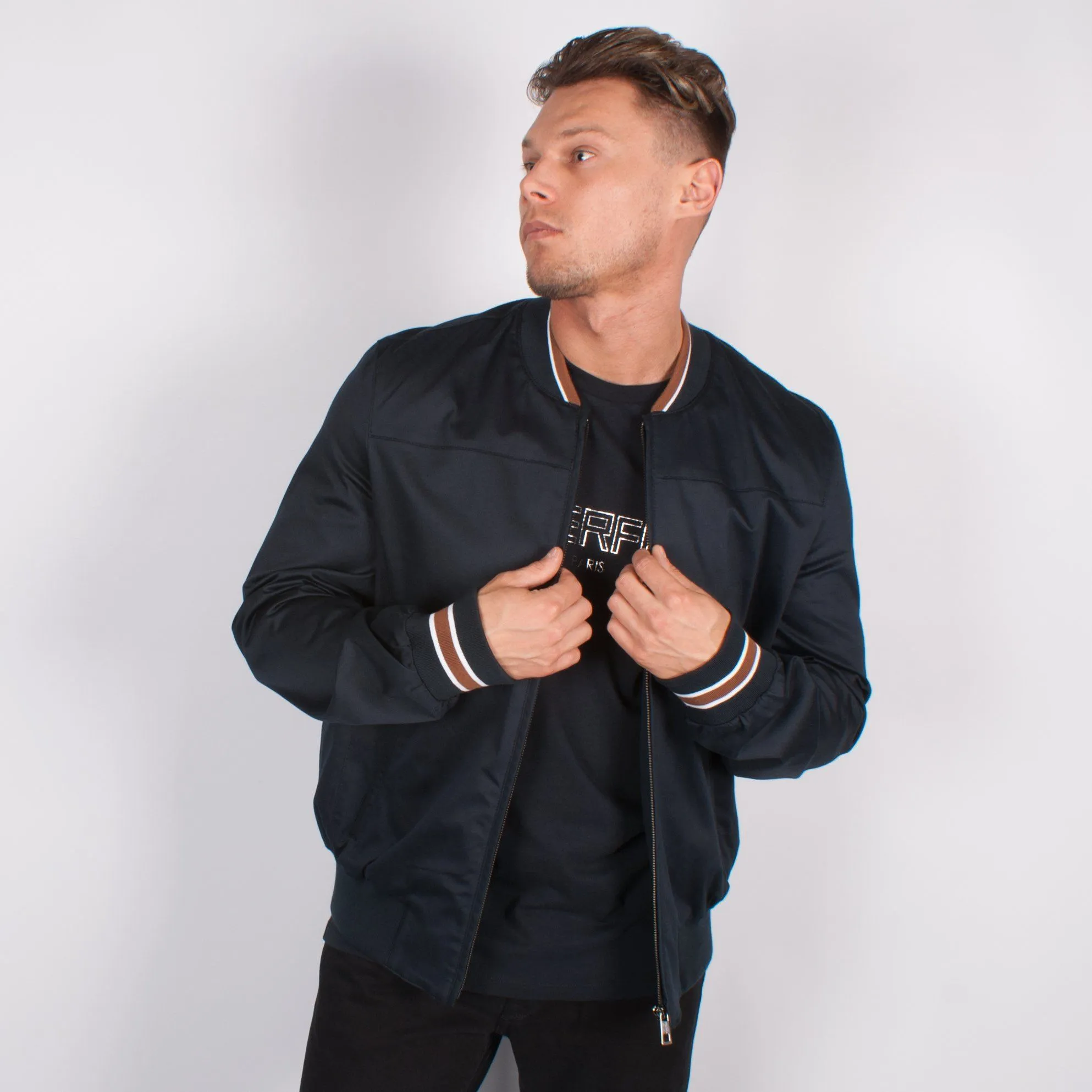 Navy Cotton Bomber Jacket