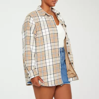 new!Forever 21 Plaid Shacket Lightweight Juniors Plus Shirt Jacket